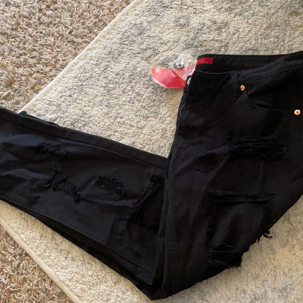 Black straight leg jeans